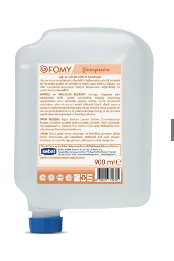 Fomy Saç Ve Vücut Köpük Şampuan 900 ml 12 Adet + 1 Lif - 2