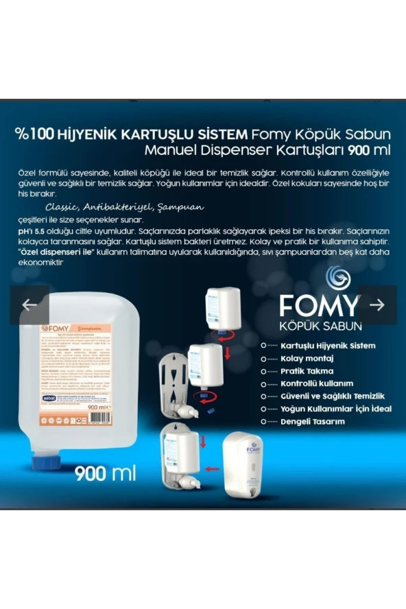 Fomy Saç Ve Vücut Köpük Şampuan 900 ml 12 Adet + 1 Lif - 3