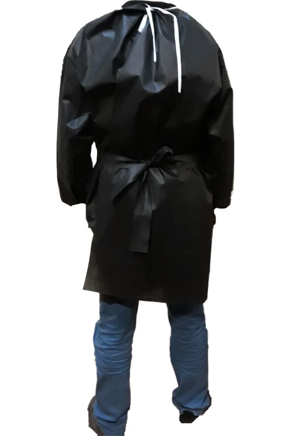 cengizgrup Tek Kullanımlık Ziyaretçi Önlüğü Siyah 50 gram Tela L Beden 50 Adet - Resim 2