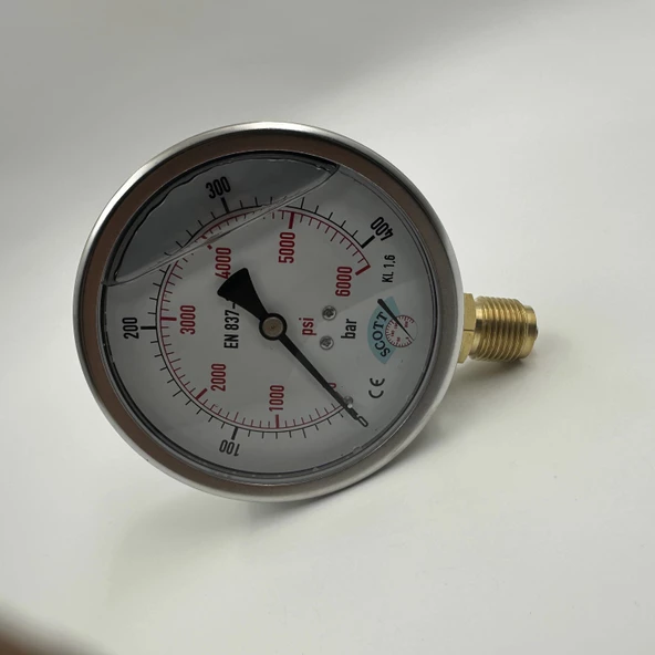 Manometre Gliserinli Alttan Çıkışlı Q100 - 0 - 400 Bar 1/2 - 5
