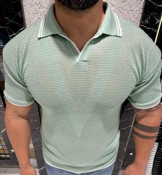 Erkek Yumuşak Dokulu Polo Yaka Triko T-Shirt - 4