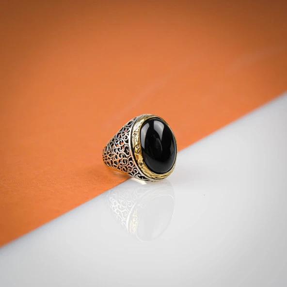 Onix Taşı 925 Ayar Erkek Gümüş (Silver) Yüzük ürün görseli 1