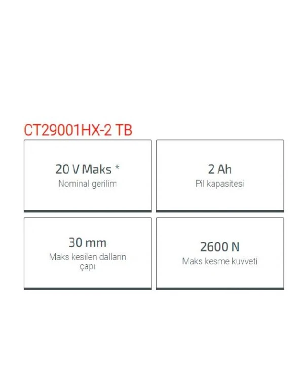 CROWN AKÜLÜ DAL BUDAMA MAKASI 20V 2AH CT29001HX2TB - 2