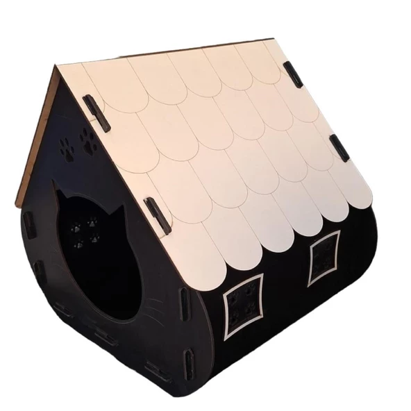 KEDİ EVİ TEK KATLI KEDİNİZE ÖZEL İSİMLİ 40X40X33 - 6