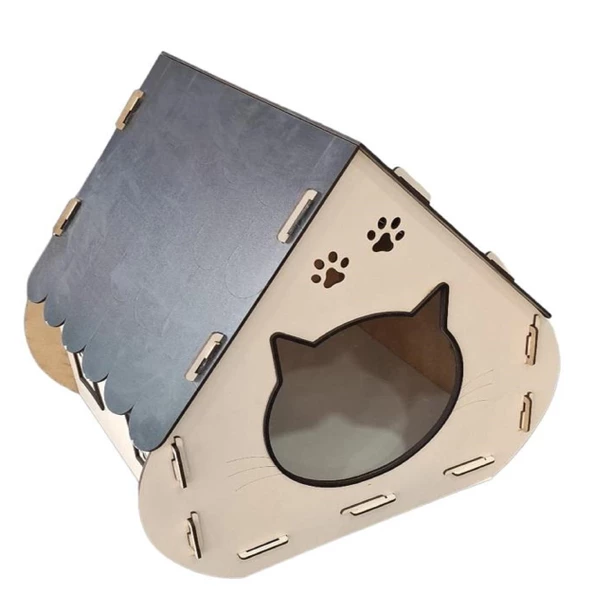 KEDİ EVİ TEK KATLI KEDİNİZE ÖZEL İSİMLİ 40X40X33 - 2