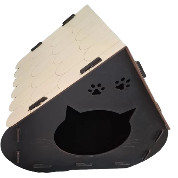 KEDİ EVİ TEK KATLI KEDİNİZE ÖZEL İSİMLİ 40X40X33 - 4