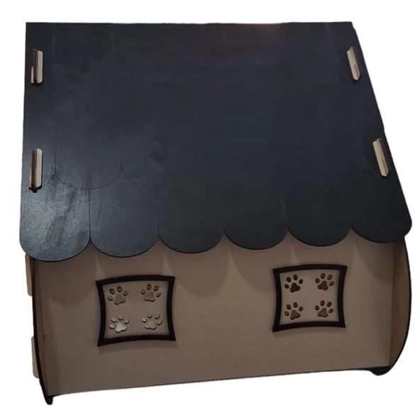 KEDİ EVİ TEK KATLI KEDİNİZE ÖZEL İSİMLİ 40X40X33 - 3