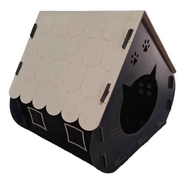 KEDİ EVİ TEK KATLI KEDİNİZE ÖZEL İSİMLİ 40X40X33 - 5