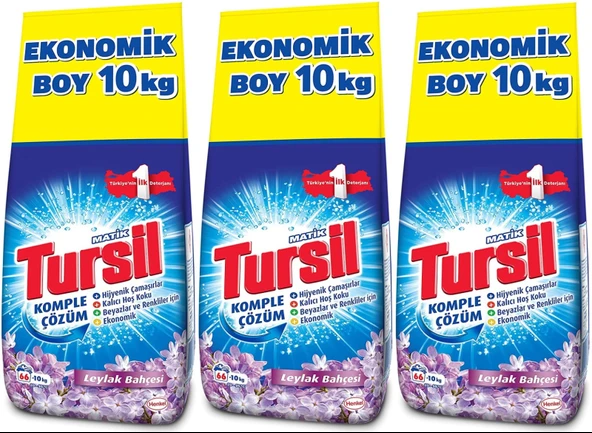 Tursil Matik Toz Çamaşır Deterjanı 30KG Leylak Bahçesi (3PK*10) (198 Yıkama)