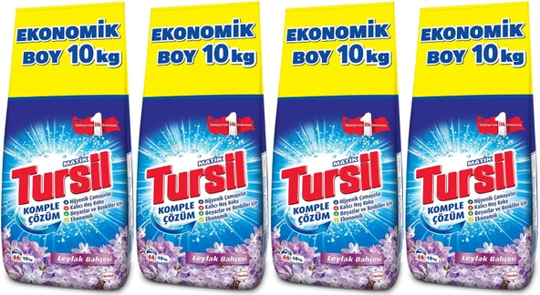 Tursil Matik Toz Çamaşır Deterjanı 40KG Leylak Bahçesi (4PK*10) (264 Yıkama)