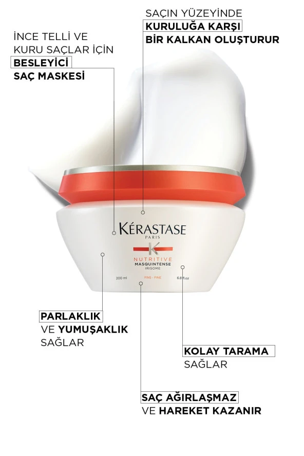 Ince Telli Saçlar Için Nem Maskesi - Irisome Masquintense 200 ml 3474636382705 - Resim 2