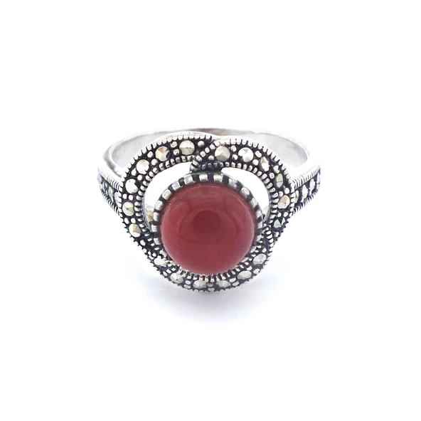 925 Ayar Akik Taşlı Gümüş Set GSET-104 - Resim 5