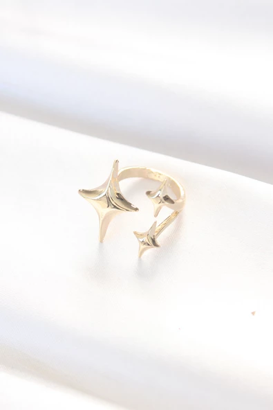 Gold Renk 3lü Kuzey Yıldızı Ayarlanabilir Yüzük - TJ-BYK3130 - 2