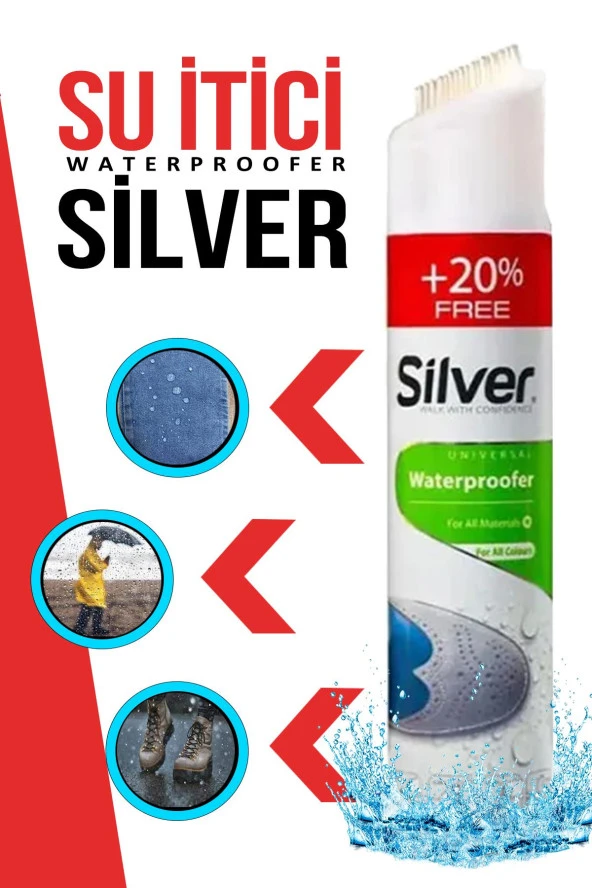 Silver Su Itici Su Geçirmezlik ve Yağmur Kaydırıcı Önleyici Sprey 300 ML