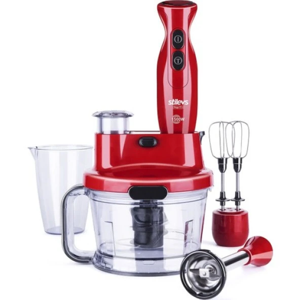 STİLEVS SGH22041 MAGO PRO EL BLENDER SETİ - KIRMIZI & SİYAH