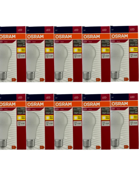 Osram 13W (100W) 2700K (Sarı Işık) E27 Duylu Led Ampul (10 Adet)