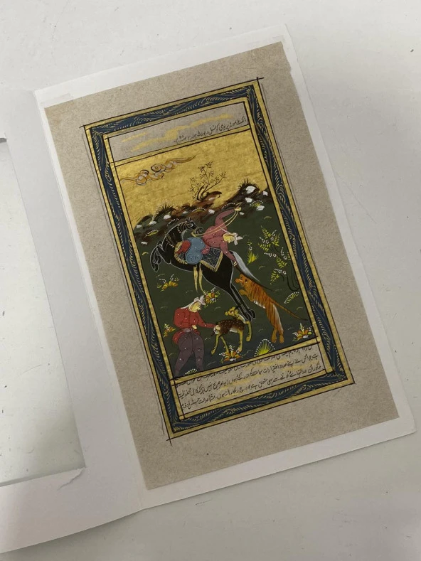 Vahşi Doğa Mücadelesi Adlı El Yapımı Minyatür Resim 21x12 cm - Resim 3