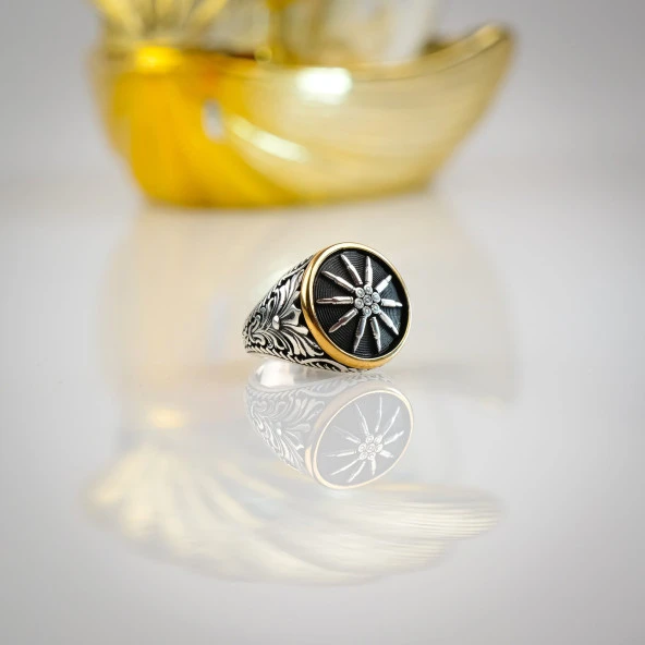 925 Ayar Pusula Erkek Gümüş (Silver) Yüzük ürün görseli 1