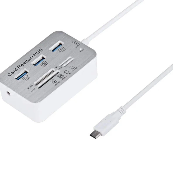 Hadron HDX7029 Type-C to Usb 3.0 Hub 3 Port Usb Çoğaltıcı + Ms/Sd/M2/Tf 7in1 Kart Okuyucu 5/10 Gbps