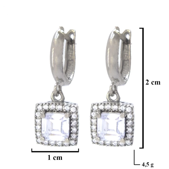 Baget Zirkon Taşlı Gümüş Küpe GKP-110 - Resim 5