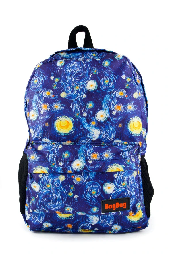 Van Gogh Yıldızlı Gece Desenli Dijital Baskılı Unisex Günlük Kullanım ve Okul Sırt Çantası - 2