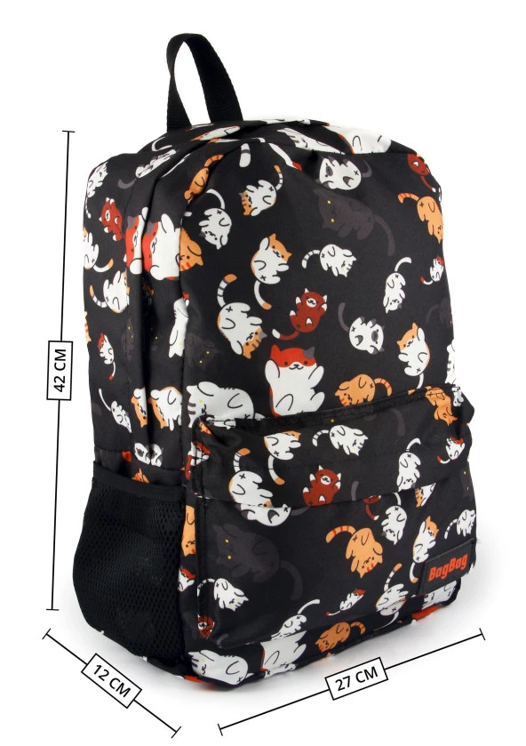 Kedi Desenli Dijital Baskılı Unisex Günlük Kullanım ve Okul Sırt Çantası - 7