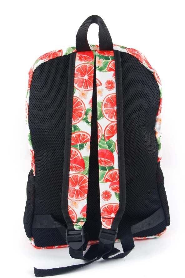 Portakal Desenli Dijital Baskılı Unisex Günlük Kullanım ve Okul Sırt Çantası - 6