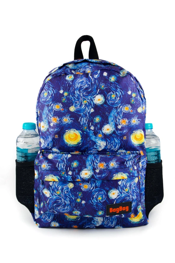 Van Gogh Yıldızlı Gece Desenli Dijital Baskılı Unisex Günlük Kullanım ve Okul Sırt Çantası - 7
