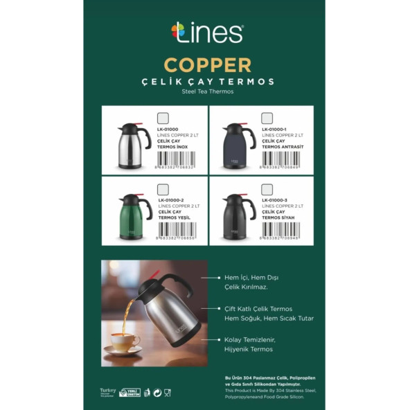 LİNES ÇELİK 2 L TERMOS
