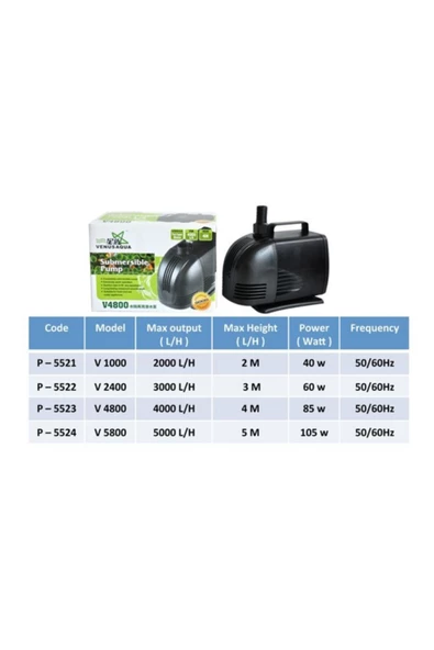 Venus Aqua V-5800 Akvaryum Kafa Motoru 5000 Lt / H 105w - 2