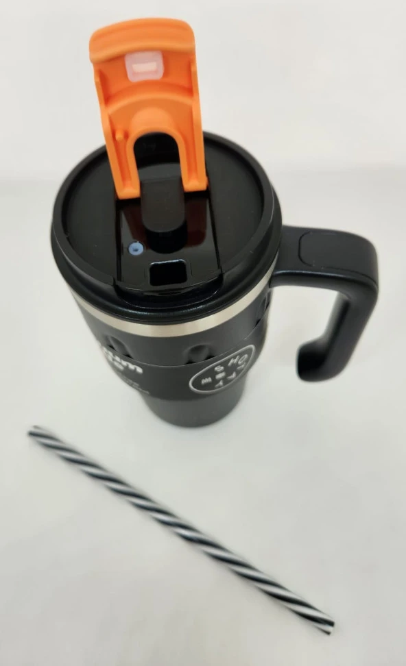 Shotay Handle Mug ST-8169 680ml Pipetli-Pipetsiz Kullanım Termos Bardak Siyah - 4