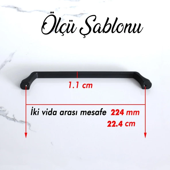 Defne 224 mm Siyah Kulp Mobilya Mutfak Çekmece Dolap Dolabı Kapak Kulbu Kulpları Kulpu Metal 22.4 mm - 3