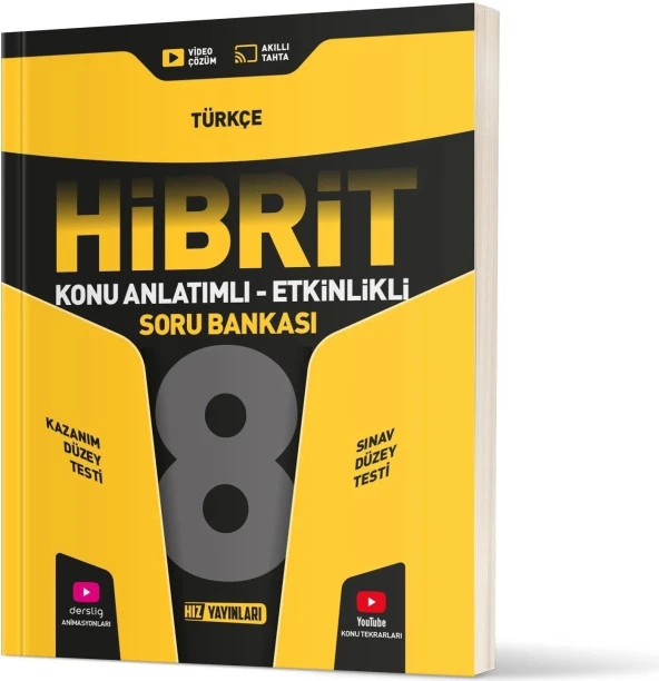 Hız Yayınları 8. Sınıf Türkçe Konu Anlatımlı Etkinlikli Hibrit Soru Bankası ürün görseli