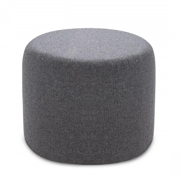 Konfor Yuvarlak Puf Gri Kırçıl Kumaş Salon Yatak Odası Çok Amaçlı - 3