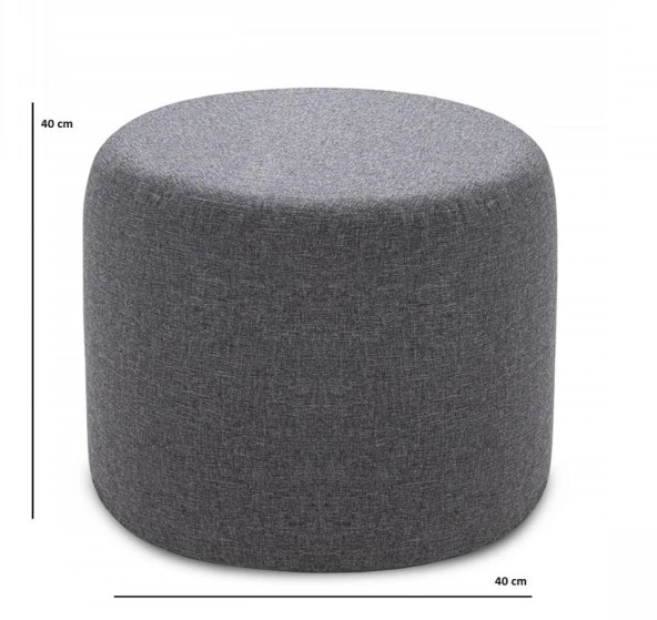 Konfor Yuvarlak Puf Gri Kırçıl Kumaş Salon Yatak Odası Çok Amaçlı - 4