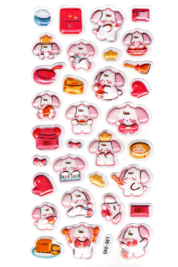 Sticker Kabartmalı Stiker Defter Planlayıcı Etiket (Lde045)-19x9cm - Tavşan Kek Pasta