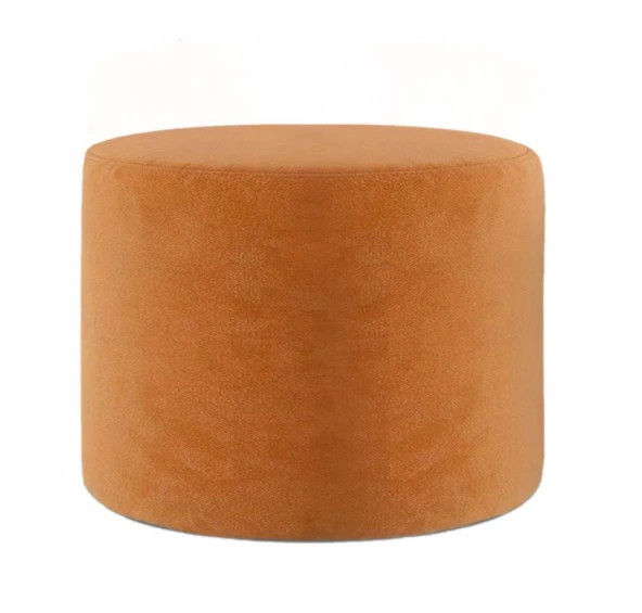 Konfor Yuvarlak Puf Turuncu Kumaş Salon Yatak Odası Çok Amaçlı - 3