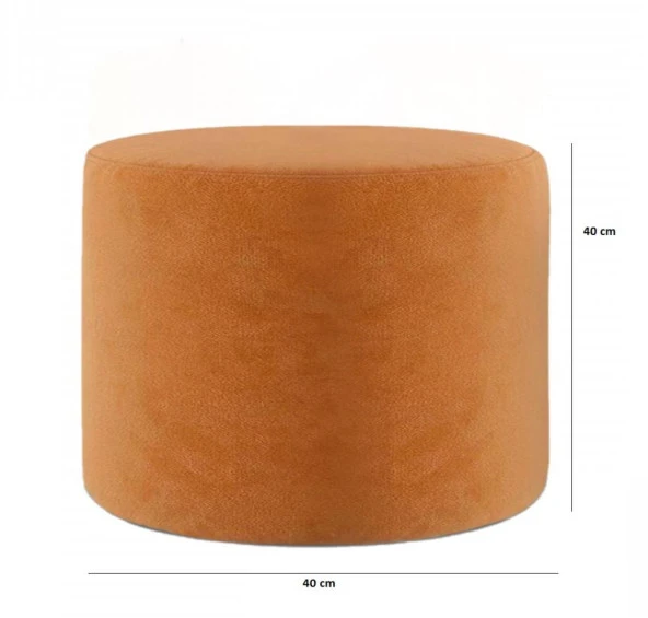 Konfor Yuvarlak Puf Turuncu Kumaş Salon Yatak Odası Çok Amaçlı - 4