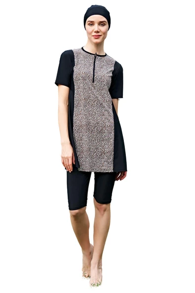 Ruko Maio Kadın Siyah Battal Kısa Kol Tesettür Mayo 24363 - Resim 2