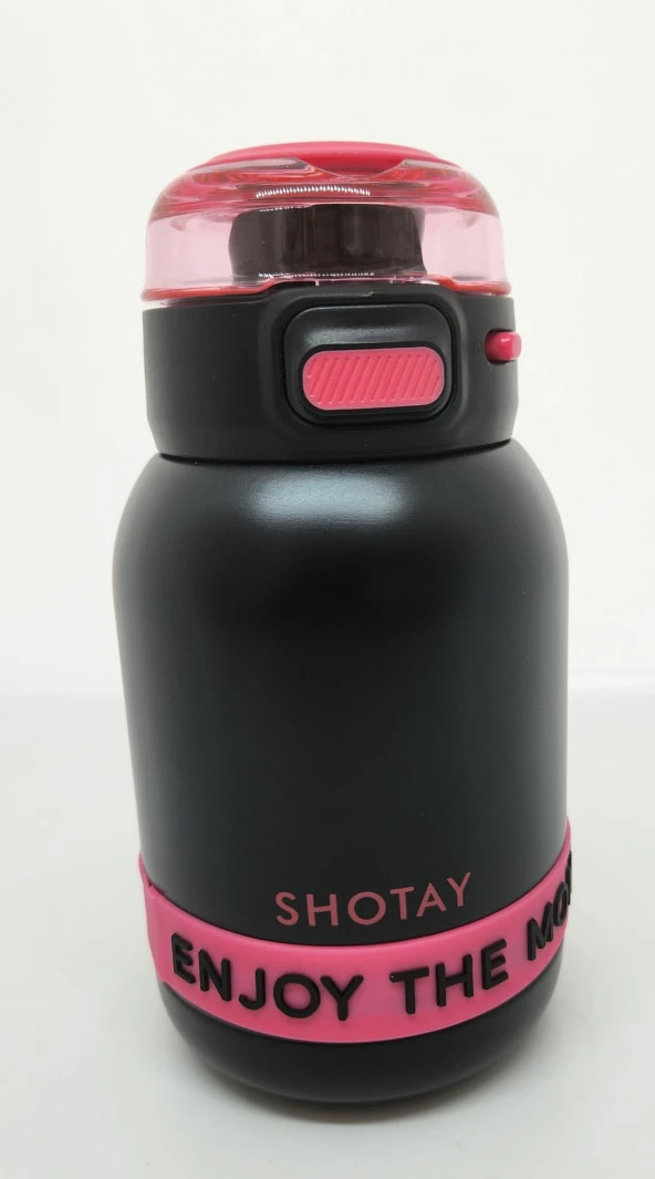 Shotay ST-8901 Enjoy 600ML Termos Matara Siyah-Pembe