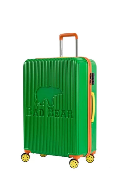 Bad Bear Logo Suitcase 23.01.80.001Y Yeşil Büyük Boy Tekerlekli ABS Valiz 95 Lt.