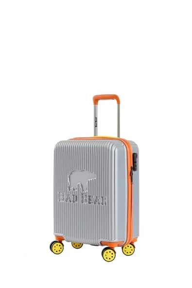 Bad Bear Logo Suitcase 23.01.80.003G Gri Kabin Küçük Boy Tekerlekli ABS Valiz 40 Lt.