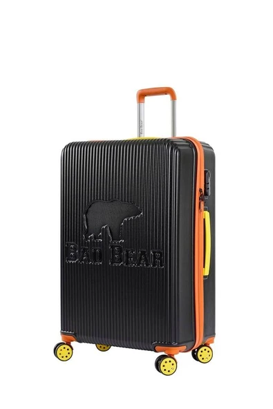 Bad Bear Logo Suitcase 23.01.80.001S Siyah Büyük Boy Tekerlekli ABS Valiz 95 Lt.