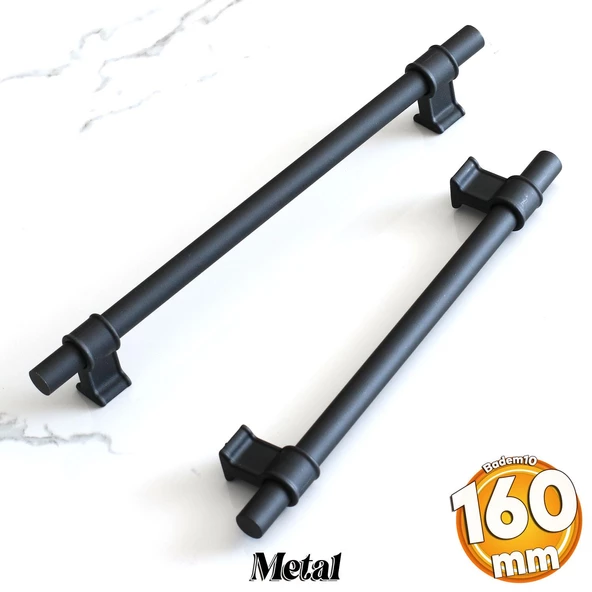 Hisar 160 mm Siyah Kulp Mobilya Mutfak Dolap Çekmece Dolabı Kapak Kulbu Kulpları Kulpu Metal 16 mm