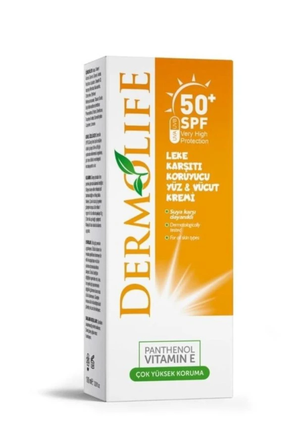 Dermolife Spf50 Leke Karşıtı Koruyucu Yüz Ve Vücut Kremi 100 ml