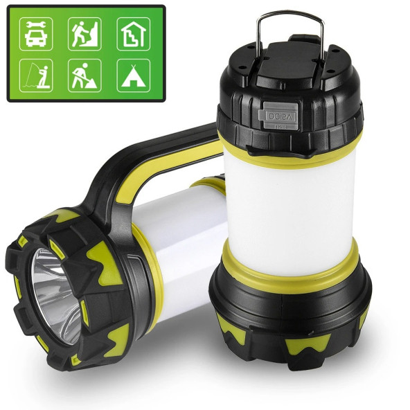 TechTic Kamp Feneri  6 Modlu Şarj Edilebilir El Feneri Powerbank Usb Girişli Kamp Lambası Işık - 2