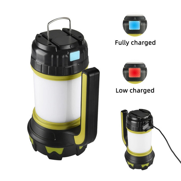 TechTic Kamp Feneri  6 Modlu Şarj Edilebilir El Feneri Powerbank Usb Girişli Kamp Lambası Işık - 6