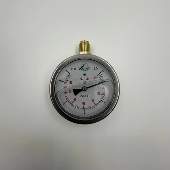 Manometre Gliserinli Alttan Çıkışlı Q63 - 0 - 6 Bar 1/4 - Resim 4