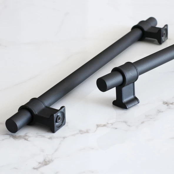 Hisar 192 mm Siyah Kulp Mobilya Çekmece Mutfak Dolap Kapak Dolabı Kulbu Kulpları Kulpu Metal 19.2 mm - Resim 6