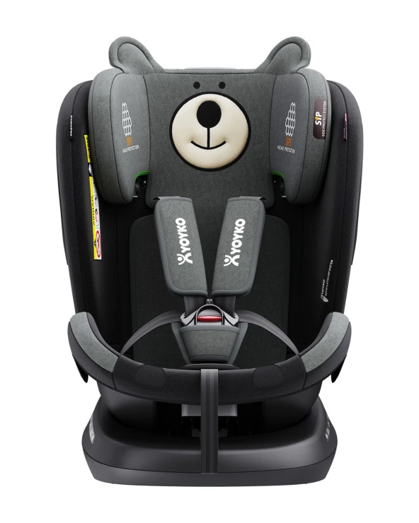 Yoyko Bear 360 ° Dönebilir Yatabilir 0-36 Kg Oto Koltuğu ISOFIX/SIP/LATCH - Gri